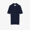 3D-Rippstrick-Poloshirt-Kragen-Pullover aus Merinowolle