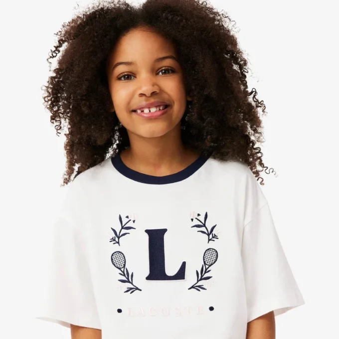 Baumwoll-T-Shirt mit Kontrast-Emblem