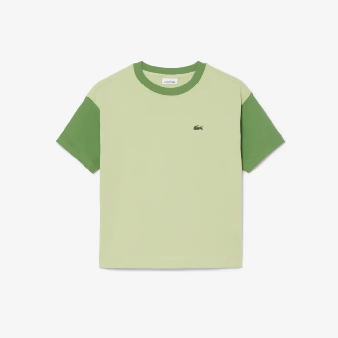 Baumwoll-T-Shirt mit Kontrastbesatz