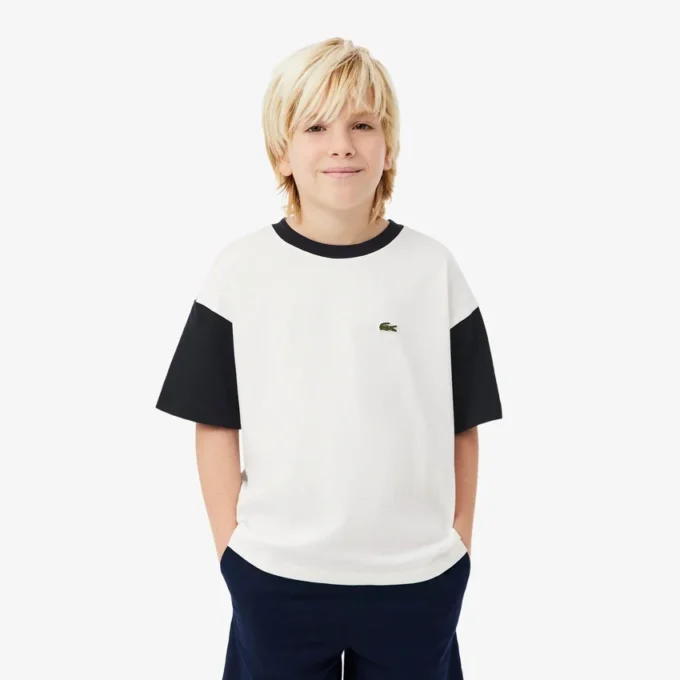 Baumwoll-T-Shirt mit Kontrastbesatz