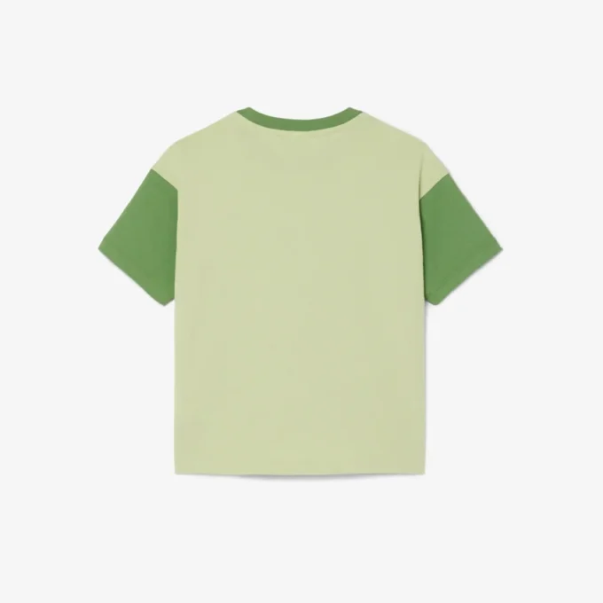 Baumwoll-T-Shirt mit Kontrastbesatz