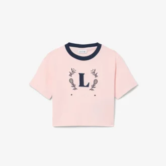 Baumwoll-T-Shirt mit kontrastierendem Emblem