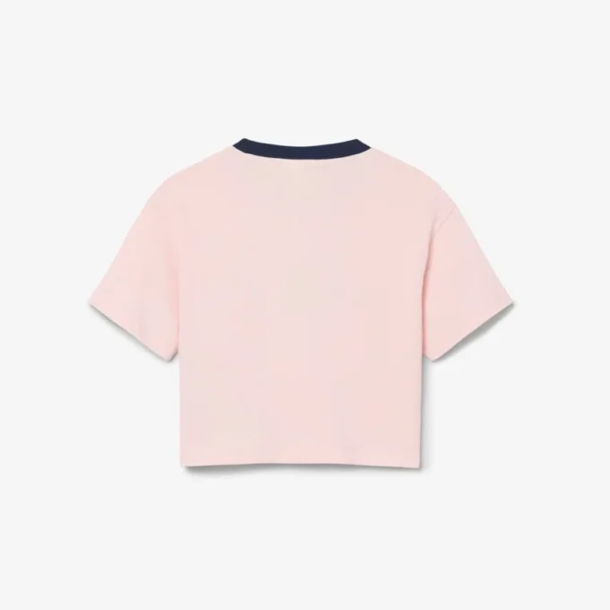 Baumwoll-T-Shirt mit kontrastierendem Emblem