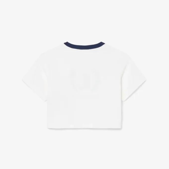 Baumwoll-T-Shirt mit kontrastierendem Emblem