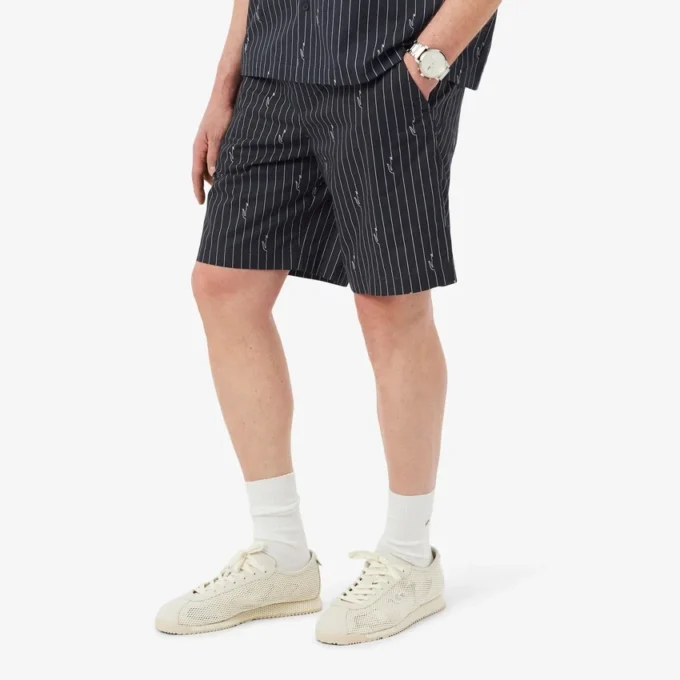 Baumwollshorts mit Krokodil-Print und Streifen
