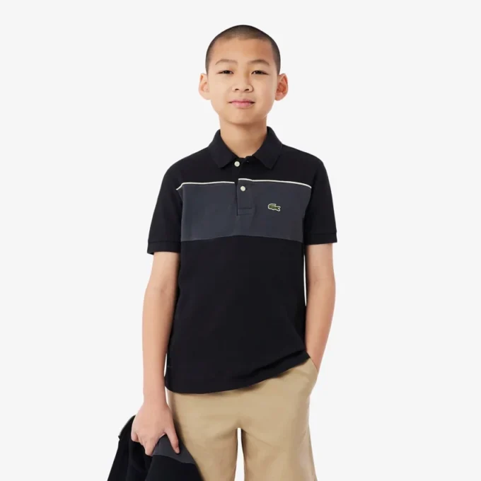 Colorblock-Poloshirt im Petit-Piqué-Stil