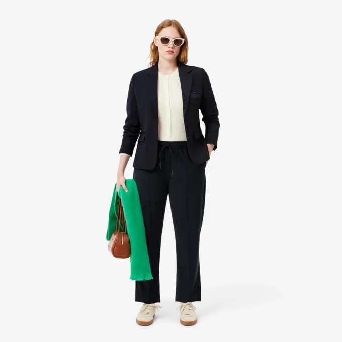 Damen-Blazer aus Wolle mit gesticktem Logo und schmaler Passform