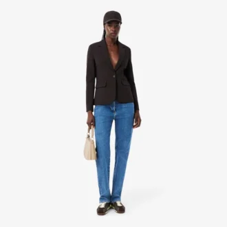 Damen-Blazer aus Wolle mit gesticktem Logo und schmaler Passform