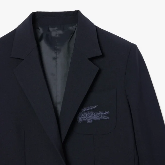 Damen-Blazer aus Wolle mit gesticktem Logo und schmaler Passform