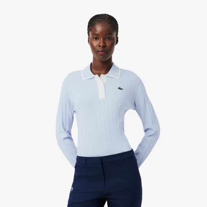 Damen-Golf-Pullover mit Stretch-Poloshirt-Kragen