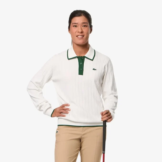 Damen-Golf-Pullover mit Stretch-Poloshirt-Kragen