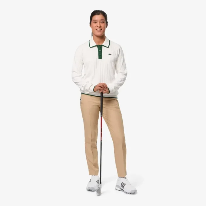 Damen-Golf-Pullover mit Stretch-Poloshirt-Kragen