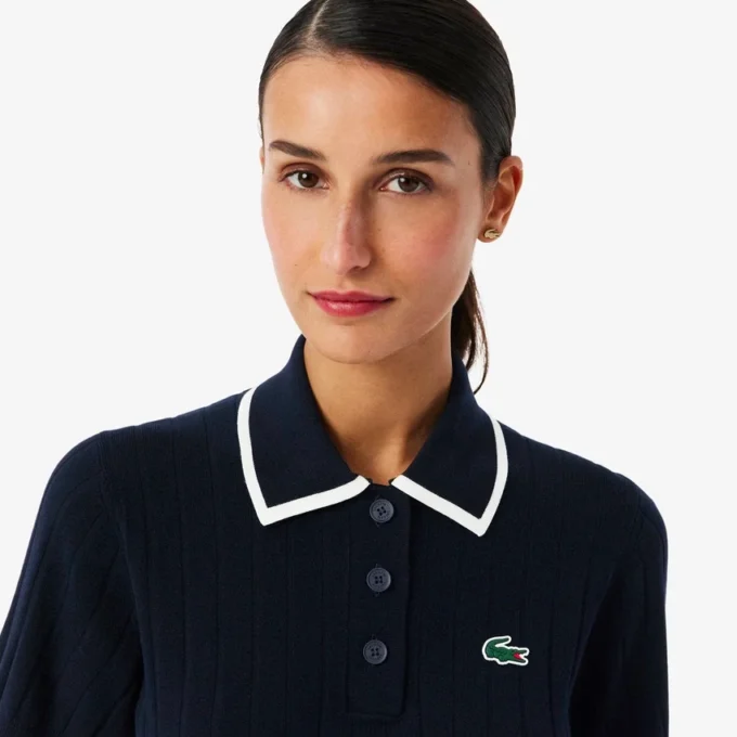 Damen-Golfpullover mit Polokragen und kurzen Ärmeln