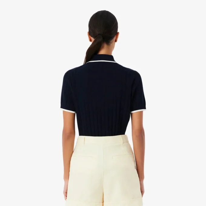 Damen-Golfpullover mit Polokragen und kurzen Ärmeln