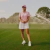 Damen-Golfpullover mit Polokragen und kurzen Ärmeln