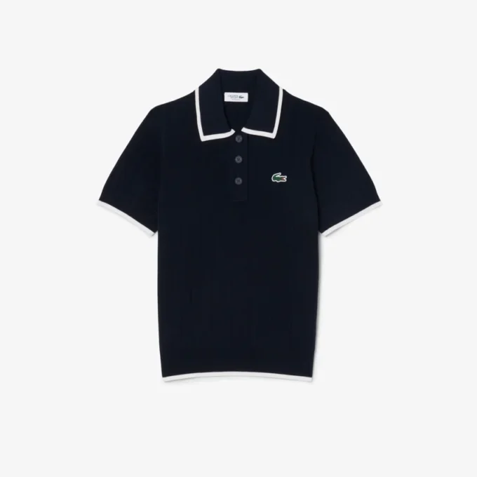 Damen-Golfpullover mit Polokragen und kurzen Ärmeln