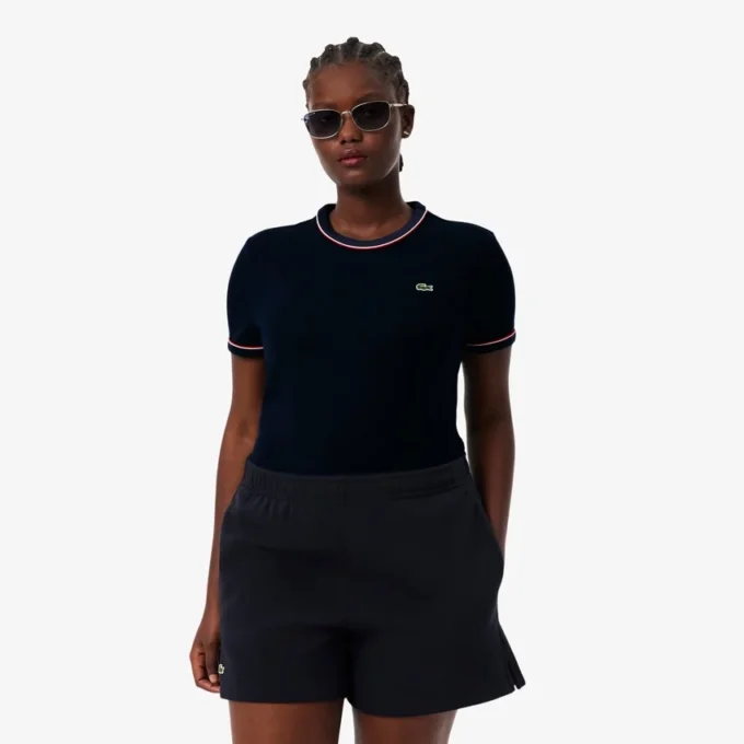 Damen-Jersey-T-Shirt mit Kontrastbesatz