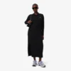 Damen-Kleid aus gerippter Baumwolle mit Polo-Kragen in Slim-Fit-Passform