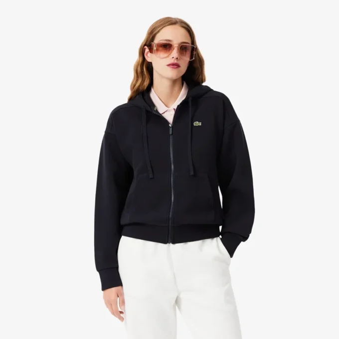 Damen-Piqué-Hoodie mit Reißverschluss