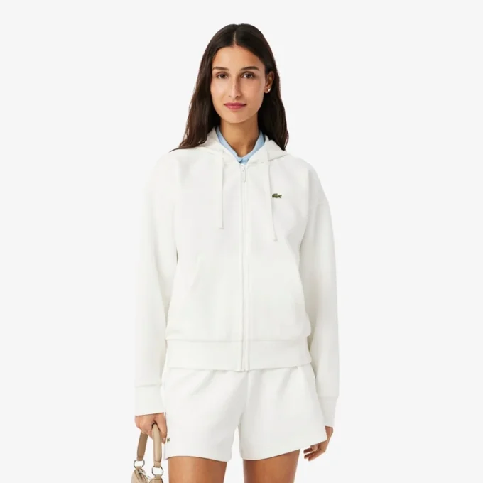 Damen-Piqué-Hoodie mit Reißverschluss