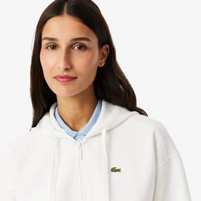 Damen-Piqué-Hoodie mit Reißverschluss