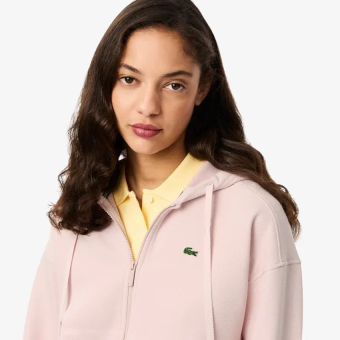 Damen-Piqué-Hoodie mit Reißverschluss