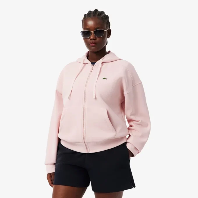 Damen-Piqué-Hoodie mit Reißverschluss
