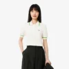 Damen-Poloshirt aus nahtloser 3D-Stretch-Baumwolle in verkürzter Passform