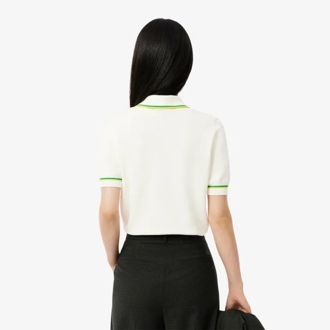 Damen-Poloshirt aus nahtloser 3D-Stretch-Baumwolle in verkürzter Passform
