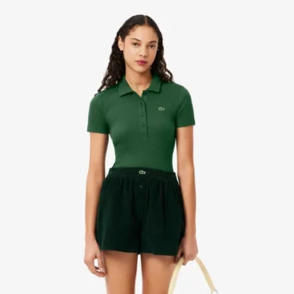Damen-Poloshirt L.12.D Slim Fit aus gerippter Baumwolle