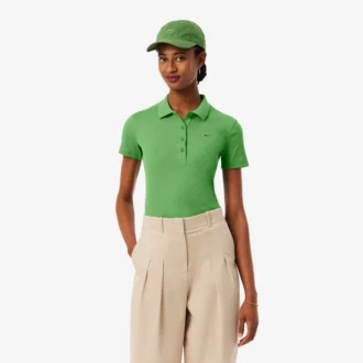Damen-Poloshirt L.12.D Slim Fit aus gerippter Baumwolle