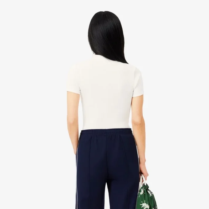 Damen-Poloshirt L.12.D Slim Fit aus gerippter Baumwolle
