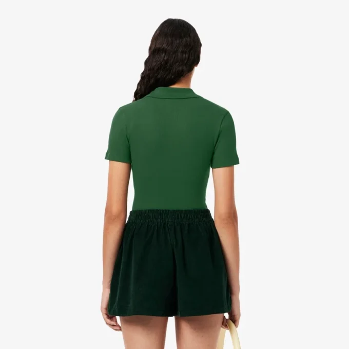 Damen-Poloshirt L.12.D Slim Fit aus gerippter Baumwolle