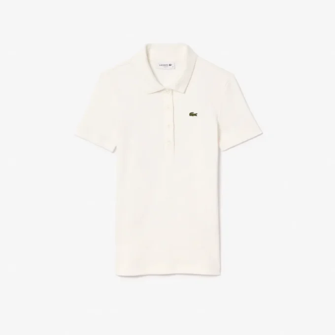 Damen-Poloshirt L.12.D Slim Fit aus gerippter Baumwolle