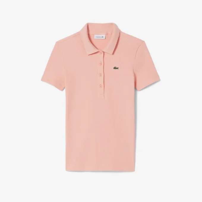 Damen-Poloshirt L.12.D Slim Fit aus gerippter Baumwolle