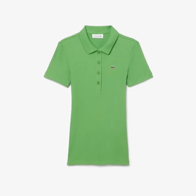 Damen-Poloshirt L.12.D Slim Fit aus gerippter Baumwolle