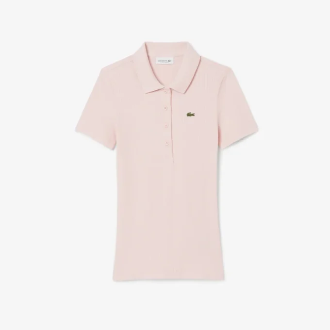 Damen-Poloshirt L.12.D Slim Fit aus gerippter Baumwolle