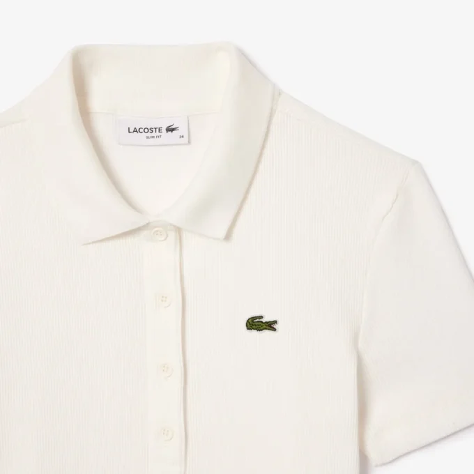 Damen-Poloshirt L.12.D Slim Fit aus gerippter Baumwolle