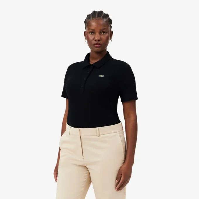 Damen-Poloshirt L.12.D Slim Fit aus gerippter Baumwolle