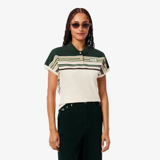 Damen-Poloshirt „Made in France“ in Slim Fit mit Streifen