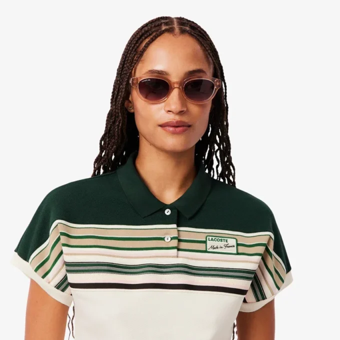 Damen-Poloshirt „Made in France“ in Slim Fit mit Streifen