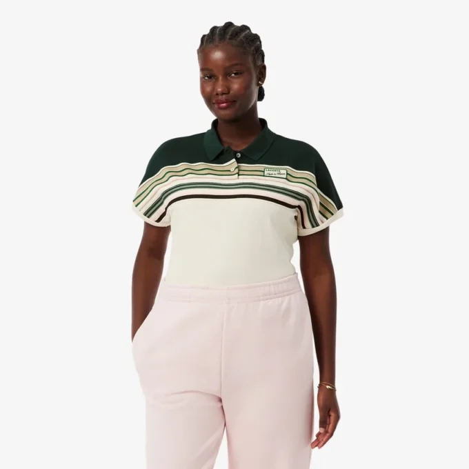Damen-Poloshirt „Made in France“ in Slim Fit mit Streifen
