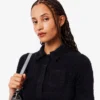 Damen-Poloshirt mit schmaler Passform aus flauschigem Rippstrick