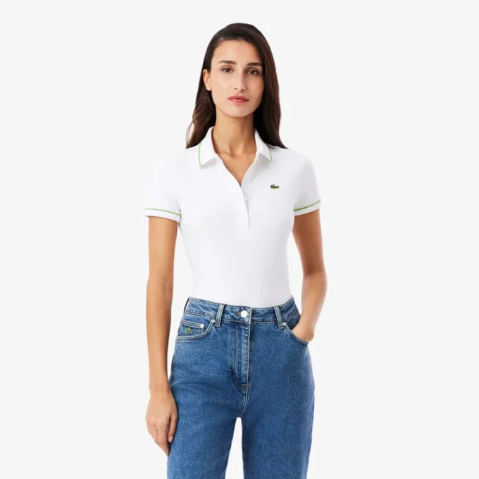 Damen-Poloshirt mit schmaler Passform und Zierdetails L.12.D