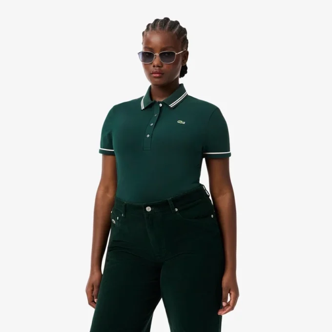 Damen-Poloshirt mit schmaler Passform und Zierdetails L.12.D