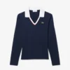 Damen-Poloshirt mit Slim-Fit-Passform und Zierdetails, langärmelig