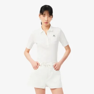 Damen-Poloshirt „Slim Fit Pointelle“ mit L.12.D-Logo