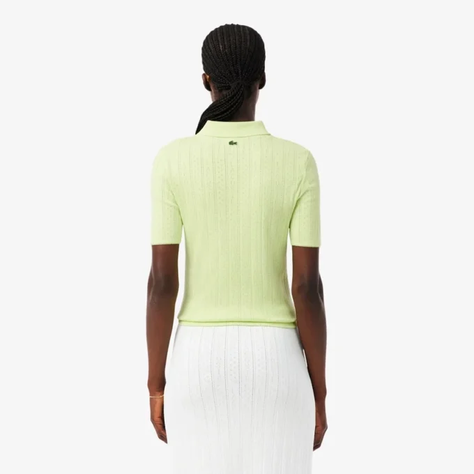 Damen-Poloshirt „Slim Fit Pointelle“ mit L.12.D-Logo