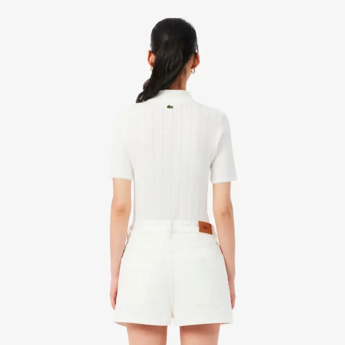 Damen-Poloshirt „Slim Fit Pointelle“ mit L.12.D-Logo