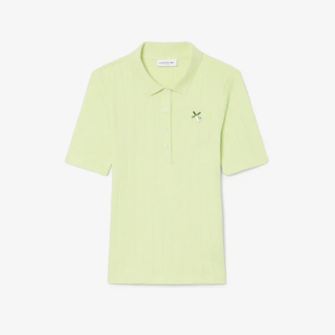 Damen-Poloshirt „Slim Fit Pointelle“ mit L.12.D-Logo